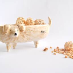 Ceramic Dog Planter Personalizated, Oval Shape & Four Legs. Cat Flower Pot For Plants, Cactus Or Suculents. Made To Order - thumbnail 2