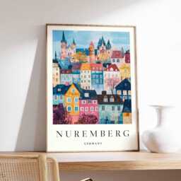 Nuremberg Germany Poster Bavaria Travel Print, Old Town Wall Art - thumbnail 1