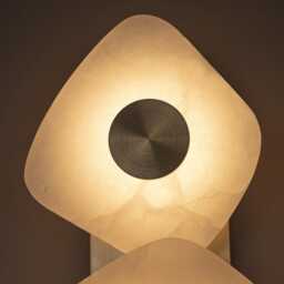 Triple Marble Wall Sconce - Brushed Brass Metal, Warm Led Lighting - thumbnail 4