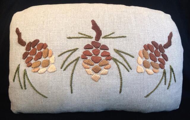 Embroidered Pine Cone Pillow, Arts & Crafts , Roycroft Artisan, Craftsman Mission Style - image 1