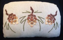 Embroidered Pine Cone Pillow, Arts & Crafts , Roycroft Artisan, Craftsman Mission Style