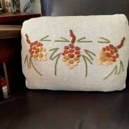 Embroidered Pine Cone Pillow, Arts & Crafts , Roycroft Artisan, Craftsman Mission Style - thumbnail 4