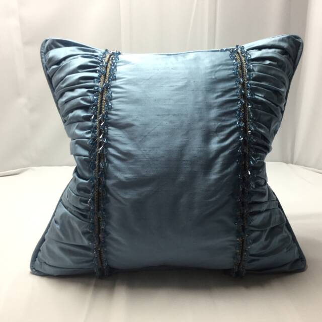 Turquoise Beaded 100% Silk Custom Pillow - image 1