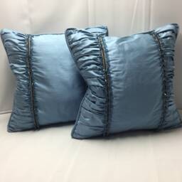Turquoise Beaded 100% Silk Custom Pillow - thumbnail 2