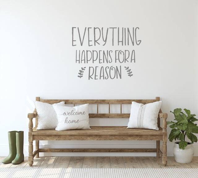 Wooden Everything Happens For A Reason Quote Sign - Home Bedroom Office Wall Art Motivational Inspirational Words - image 1