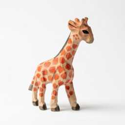 Hand-Carved Wooden Giraffe Figurine - Safari Nursery Decor, Artisan Animal Sculpture - thumbnail 3