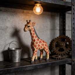 Hand-Carved Wooden Giraffe Figurine - Safari Nursery Decor, Artisan Animal Sculpture - thumbnail 4