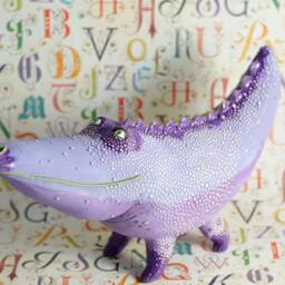 Ceramic Figurine - Sculpture Crocodile Reptile Unique Gift Home Decor Fine Art - thumbnail 3