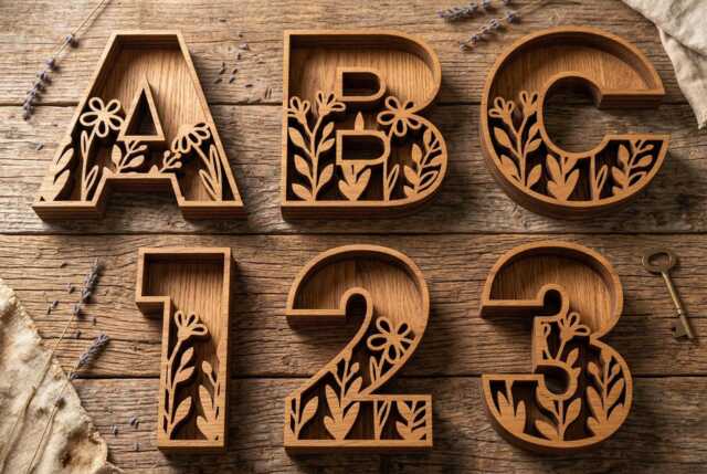 Wildflower Alphabet Svg Dxf, Laser Cut File Glowforge, Silhouette Cricut, Floral A-Z Letters Numbers, Wall Decor, Kids Nursery Name Bed Room - image 1