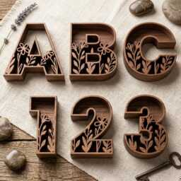 Wildflower Alphabet Svg Dxf, Laser Cut File Glowforge, Silhouette Cricut, Floral A-Z Letters Numbers, Wall Decor, Kids Nursery Name Bed Room - thumbnail 2