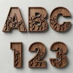 Wildflower Alphabet Svg Dxf, Laser Cut File Glowforge, Silhouette Cricut, Floral A-Z Letters Numbers, Wall Decor, Kids Nursery Name Bed Room - thumbnail 3