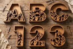 Wildflower Alphabet Svg Dxf, Laser Cut File Glowforge, Silhouette Cricut, Floral A-Z Letters Numbers, Wall Decor, Kids Nursery Name Bed Room - thumbnail 1