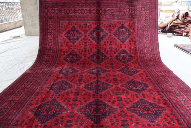 7x10 Large Afghan Rug, Tribal Geometric Design Vintage Pattern Handmade Wool Area Turkmen Oriental Living Room Bedroom Rug - image 1
