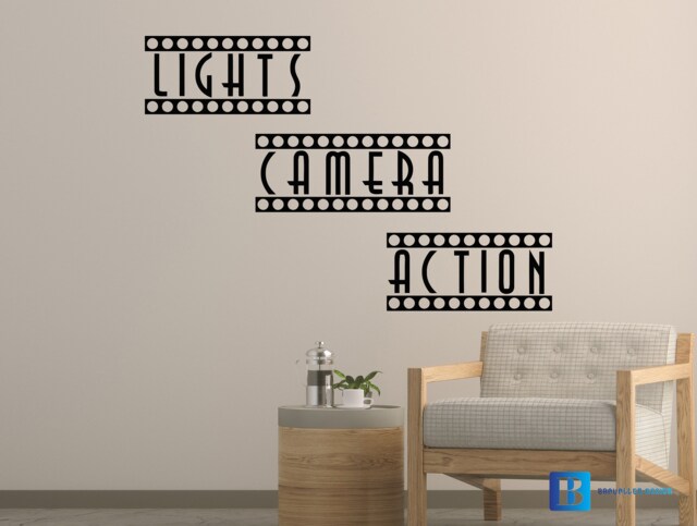 Lights Camera Action Cinema Movie Den Wall Art Matt Vinyl Decal Sticker - image 1