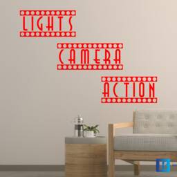 Lights Camera Action Cinema Movie Den Wall Art Matt Vinyl Decal Sticker - thumbnail 2