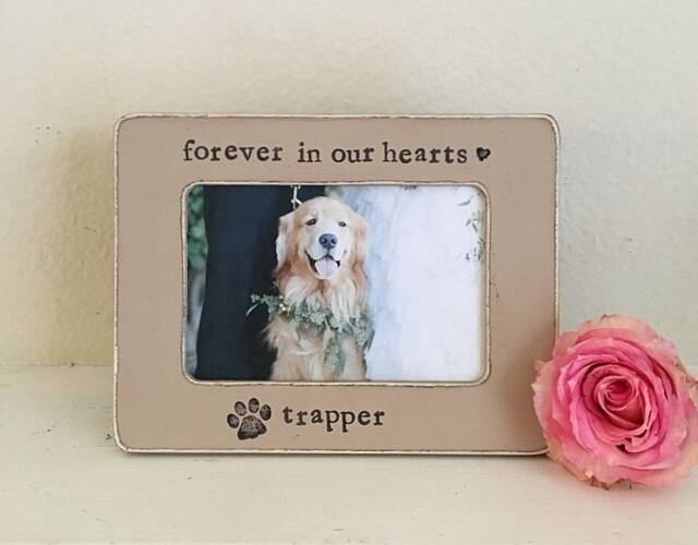 Dog Memorial Picture Frame, Forever in Our Hearts Pet Memorial, Memory Of, Animal Dog Loss Gift - image 1