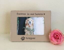 Dog Memorial Picture Frame, Forever in Our Hearts Pet Memorial, Memory Of, Animal Dog Loss Gift - thumbnail 1