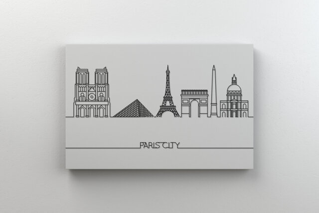 Paris City Skyline Canvas Art Minimalist Outline, France Wall Decor - image 1