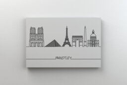Paris City Skyline Canvas Art Minimalist Outline, France Wall Decor - thumbnail 1