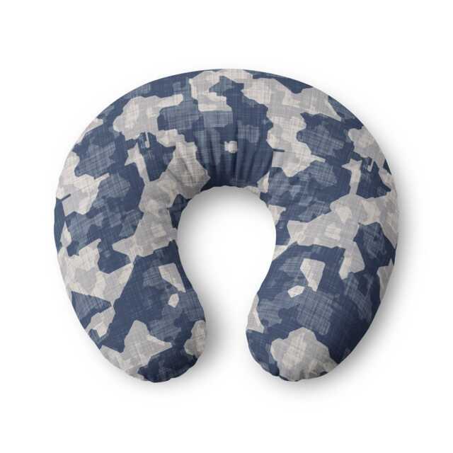 Blue Grey Camouflage Nursing Pillow Cover - Navy Camo Pattern, Baby Feeding Support - image 1