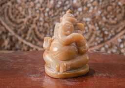Yellow Jade Ganesha Statue Gemstone Semi Precious Hand Carved Hindo God Of Intelligence Good Luck Burma Jadeite - thumbnail 1