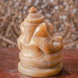 Yellow Jade Ganesha Statue Gemstone Semi Precious Hand Carved Hindo God Of Intelligence Good Luck Burma Jadeite - thumbnail 2