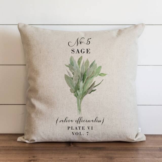 Sage Pillow Cover - 18 X 20 Botanical Floral Herbs Spring Home Decor Summer Throw Garden - image 1