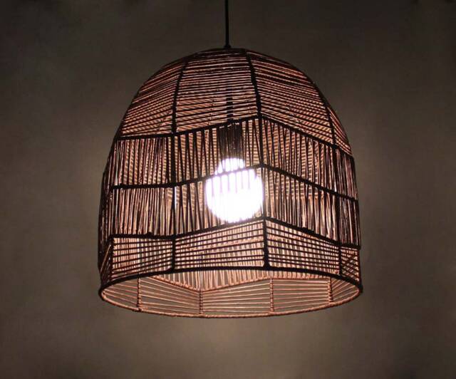 Handwoven Rattan Pendant Light, Basket Lighting Fixture, Kitchen Island Ceiling Width 13.7 - image 1