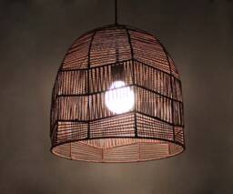 Handwoven Rattan Pendant Light, Basket Lighting Fixture, Kitchen Island Ceiling Width 13.7