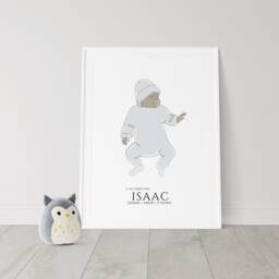 Personalized Birth Poster For Child's Room, Gift, Baby Portrait From Photo - thumbnail 3