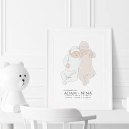 Personalized Birth Poster For Child's Room, Gift, Baby Portrait From Photo - thumbnail 1