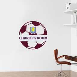 Aston Villa Football Club Ball Design & Personalised Name Wall Sticker - thumbnail 1