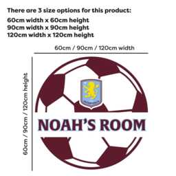 Aston Villa Football Club Ball Design & Personalised Name Wall Sticker - thumbnail 2