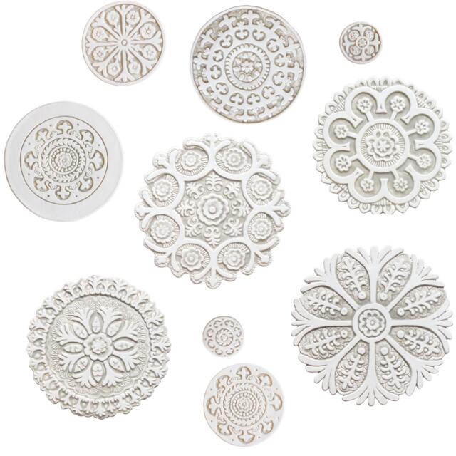 10 Suzani Mix Circles Wall Art Installation, Outdoor Design, Ceramic Sculpture Decor, Tile, Mixcircles Beige - image 1