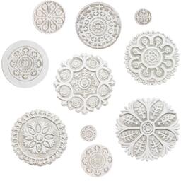 10 Suzani Mix Circles Wall Art Installation, Outdoor Design, Ceramic Sculpture Decor, Tile, Mixcircles Beige - thumbnail 1