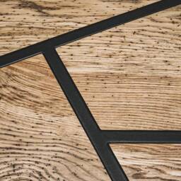 Industrial Oak Coffee Table, Geometric Metal Frame, Rustic Home Decor - thumbnail 2