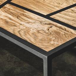 Industrial Oak Coffee Table, Geometric Metal Frame, Rustic Home Decor - thumbnail 4