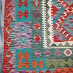Kilim Rug Classic, Handmade Artisan Afghan Turkish, Scandinavian, Navajo, Bohemian Flatweave, Natural Wool 215x148 cm - thumbnail 3