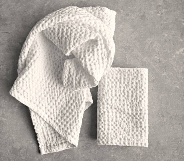 Linen Waffle Towel - Bath Set Towels- Hand, Face Linen Off White Linen- Bathroom Towel- Spa Baby - image 1