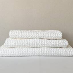 Linen Waffle Towel, Bath Set Towels, Hand, Face Off White Linen, Bathroom Spa Baby Towel - thumbnail 4