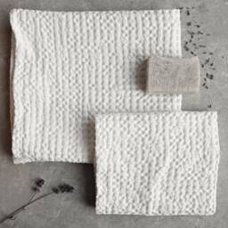 Linen Waffle Towel, Bath Set Towels, Hand, Face Off White Linen, Bathroom Spa Baby Towel - thumbnail 3