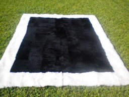 Big Unique Genuine Patchwork Sheepskin Rug - Soft Natural Hair Sheep Skin Real Pelt Fur Color White Black - thumbnail 2