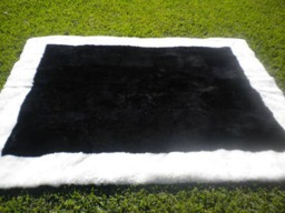 Big Unique Genuine Patchwork Sheepskin Rug - Soft Natural Hair Sheep Skin Real Pelt Fur Color White Black - thumbnail 3