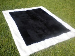 Big Unique Genuine Patchwork Sheepskin Rug - Soft Natural Hair Sheep Skin Real Pelt Fur Color White Black - thumbnail 1