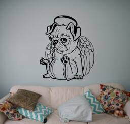 Pug Puppy Angel Wall Decal Pet Vinyl Sticker Cute Animals Home Decor Ideas Room Interior Design Art 5(Pug - thumbnail 1