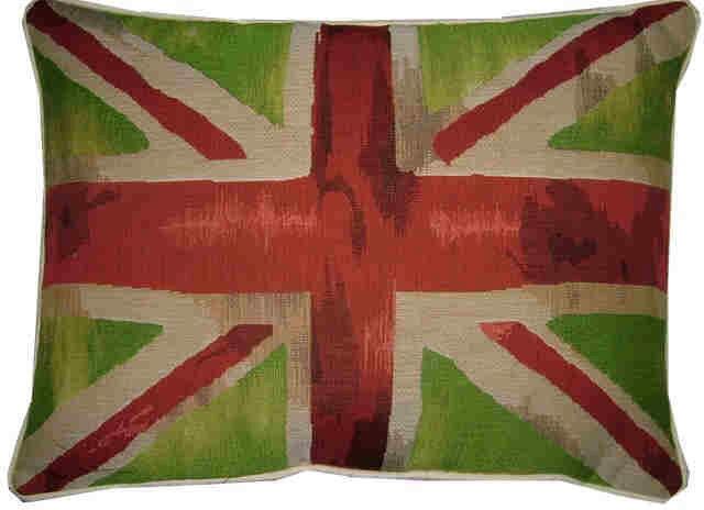 Union Jack Lime Green Design 3 Oblong Tapestry Cushion Cover - image 1
