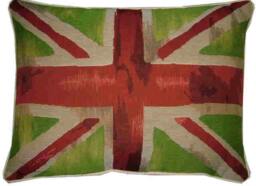 Union Jack Lime Green Design 3 Oblong Tapestry Cushion Cover - thumbnail 1