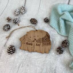 Personalized Polar Bear Christmas Decoration Oak Couple Ornament - thumbnail 2