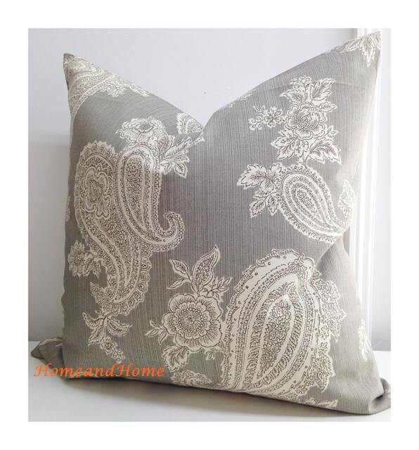 Paisley Pillow Cover 12 X 24 Zipper Closure P. Kaufmann Gray Ivory Silver Decorative Throw Pillow - image 1