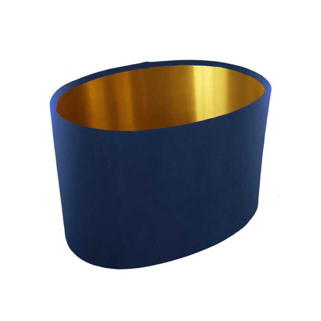 Navy Blue Oval Lampshade in Velvet With Gold Lining - image 1